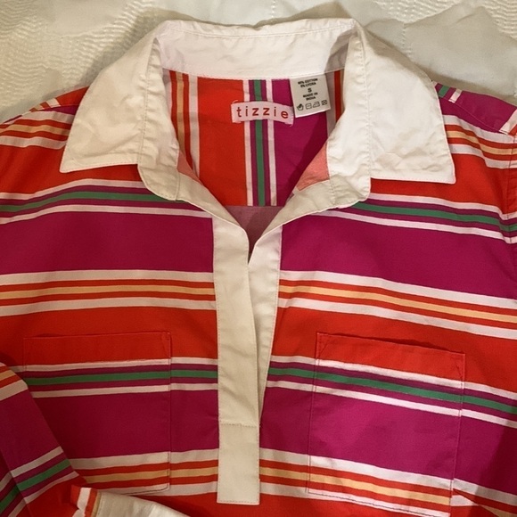 Tizzie Cotton Mini Striped Dress, S - Picture 9 of 11